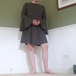 Pine green bat sleeve dress